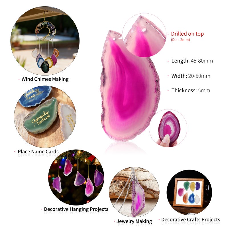 mookaitedecor Polished Agate Slices Geode Top Drilled Pendant Slice for Jewelry Making Pack of 12 - Image 2